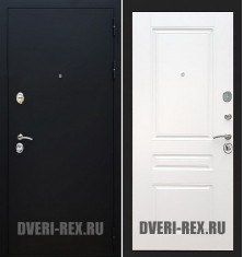 Стальная дверь Рекс 5А Черный муар / ФЛ-243 (Белый софт)