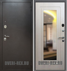 Стальная дверь Рекс 2 Антик серебро / ФЛ-158 с зеркалом (Беленый дуб)